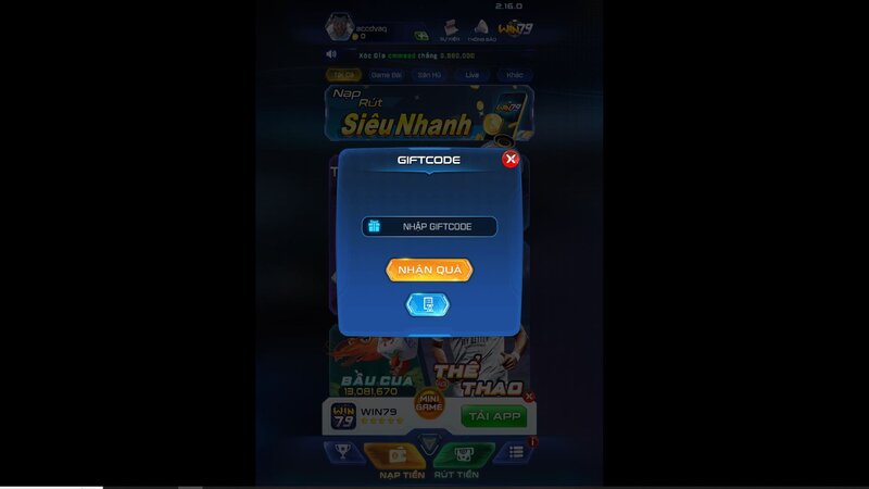 Nhập code WIN79 để nhận thưởng 