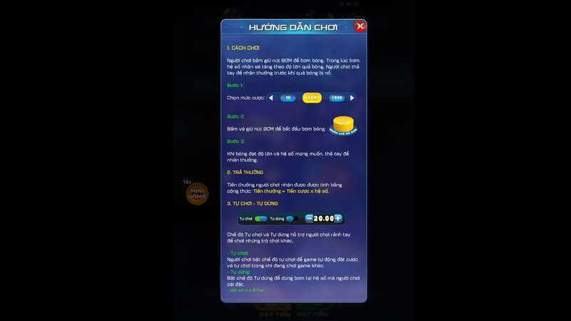 Hướng dẫn chơi Bóng Bay x1000 WIN79 chi tiết